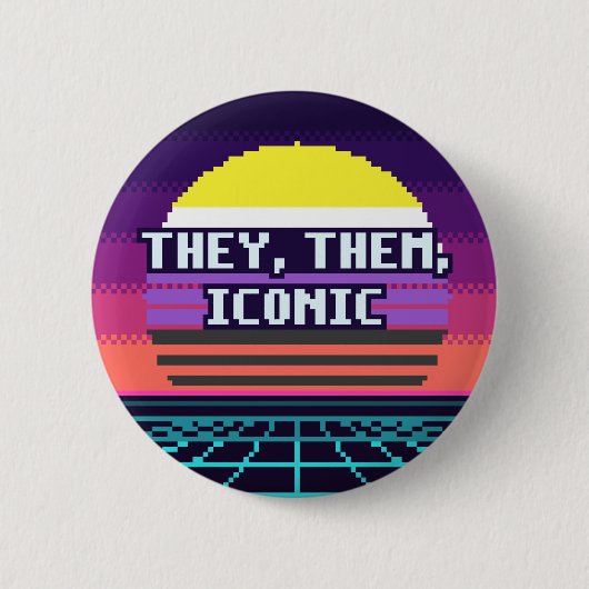 Sie, Sie, Ikonischer nichtbinärer Pride-Pixel-Butt Button (Vorderseite)