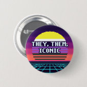 Sie, Sie, Ikonischer nichtbinärer Pride-Pixel-Butt Button (Vorne & Hinten)