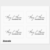 Sie sie in Script Schriftart Weiße Tasse Rechteckiger Aufkleber (Blatt)