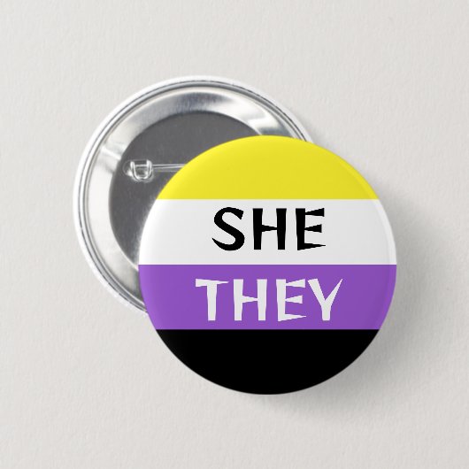 Sie/sie nicht binäre Flag Farben Custom Pronoun Button (Vorne & Hinten)