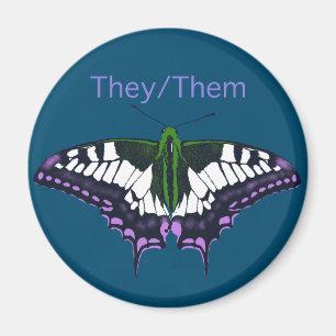Sie/sie nicht binäre Stolz Frack Butterfly Magnet