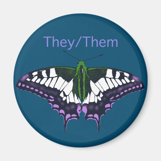 Sie/sie nicht binäre Stolz Frack Butterfly Magnet (Vorne)