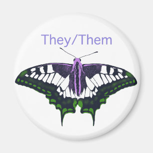 Sie/sie nicht binäre Stolz Frack Butterfly Magnet