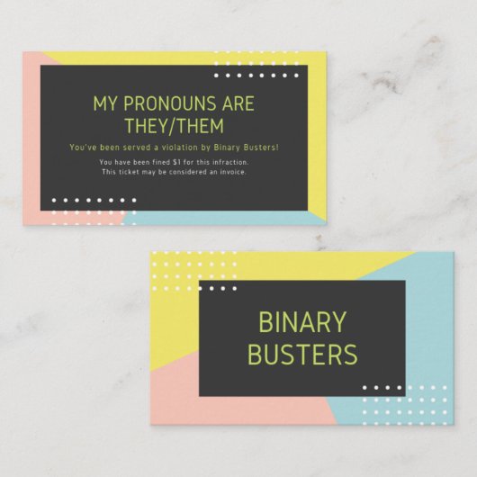 "Sie/sie" Pronomen-Intervention (fein) Visitenkarte (Vorne/Hinten)