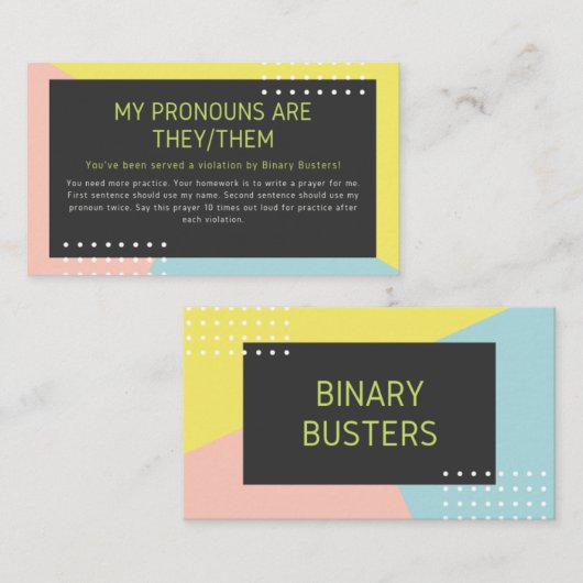 "Sie/sie" Pronomen-Intervention (Gebet) Visitenkarte (Vorne/Hinten)