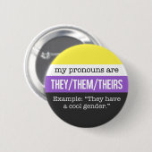 Sie/sie Pronomina - Nonbinary Flagge Button (Vorne & Hinten)