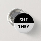 Sie/sie Pronoun Black & White Abzeichen Button (Vorne & Hinten)