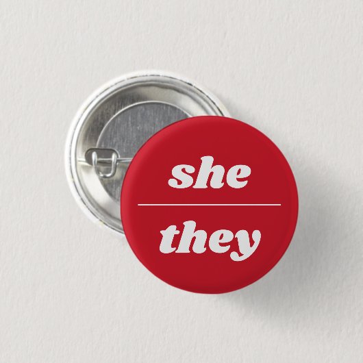 Sie/sie Pronoun-Button, 1¼ Zoll-Taste Button (Vorne & Hinten)