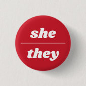 Sie/sie Pronoun-Button, 1¼ Zoll-Taste Button (Vorderseite)