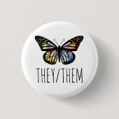 SIE/SIE Pronouns Aquarellblume Button (Vorderseite)