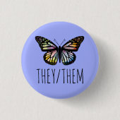 SIE/SIE Pronouns Aquarellblume Button (Vorderseite)
