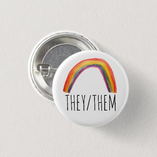 SIE/SIE Pronouns Aquarellenbogen Button (Vorne & Hinten)