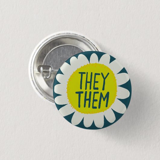 SIE / SIE Pronouns Blume Pride Handschrift Button (Vorne & Hinten)