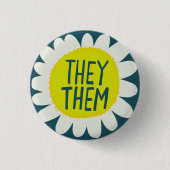 SIE / SIE Pronouns Blume Pride Handschrift Button (Vorderseite)