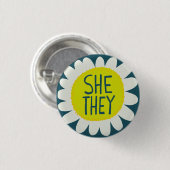 SIE / SIE Pronouns Blume Pride Handschrift Button (Vorne & Hinten)