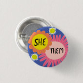 SIE / SIE Pronouns Blume Stolz Handschrift Button (Vorne & Hinten)
