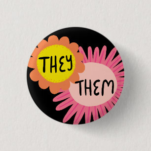 SIE / SIE Pronouns Blume Stolz handsigniert Button