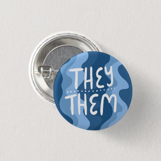 Sie/sie Pronouns farbenfroh handlettered blau Button (Vorne & Hinten)