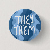 Sie/sie Pronouns farbenfroh handlettered blau Button (Vorderseite)