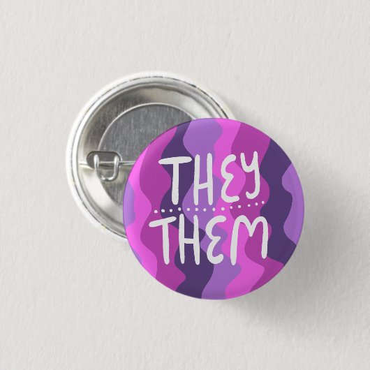 Sie/sie Pronouns farbenfroh handschrift Lila Button (Vorne & Hinten)
