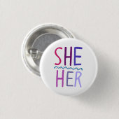 SIE/SIE Pronouns farbenfroh Lila rosa Button (Vorne & Hinten)