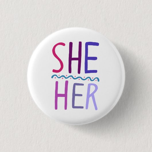 SIE/SIE Pronouns farbenfroh Lila rosa Button (Vorderseite)