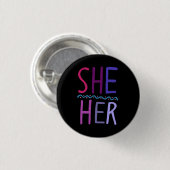 SIE/SIE Pronouns farbenfroh Lila rosa Schwarz Button (Vorne & Hinten)
