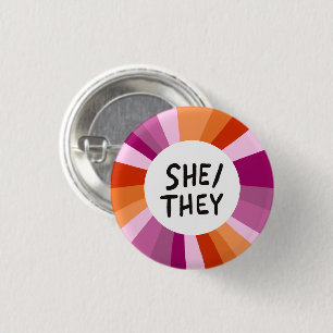 Sie/sie Pronouns farbenfrohe Circle Lesbian Pride Button