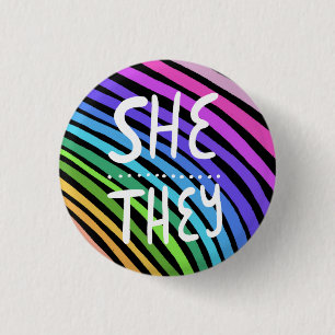 SIE/SIE Pronouns farbenfrohe handgemachte Regenbog Button
