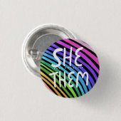 Sie/sie Pronouns farbenfrohe handgemachte Regenbog Button (Vorne & Hinten)