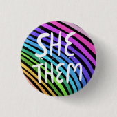 Sie/sie Pronouns farbenfrohe handgemachte Regenbog Button (Vorderseite)