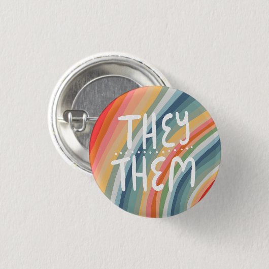 Sie/sie Pronouns farbenfrohe handgemachte Regenbog Button (Vorne & Hinten)
