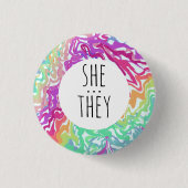 SIE/SIE Pronouns farbenfrohe Rainbow-Wirbel CUSTOM Button (Vorderseite)