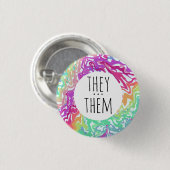 SIE/SIE Pronouns farbenfrohe Rainbow-Wirbel CUSTOM Button (Vorne & Hinten)