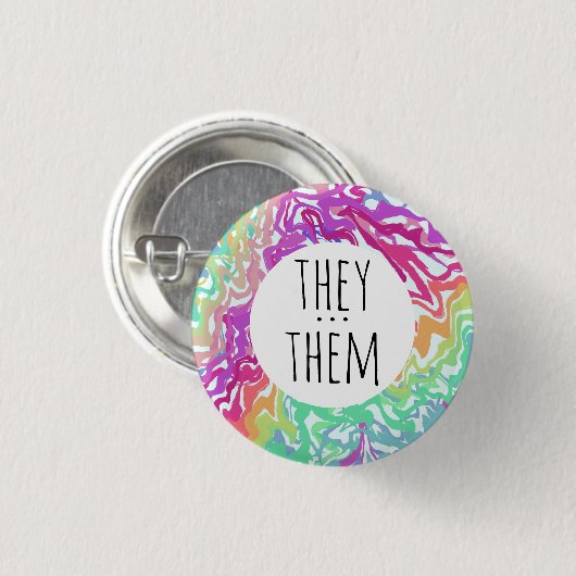 SIE/SIE Pronouns farbenfrohe Rainbow-Wirbel CUSTOM Button (Vorne & Hinten)