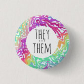 SIE/SIE Pronouns farbenfrohe Rainbow-Wirbel CUSTOM Button (Vorderseite)