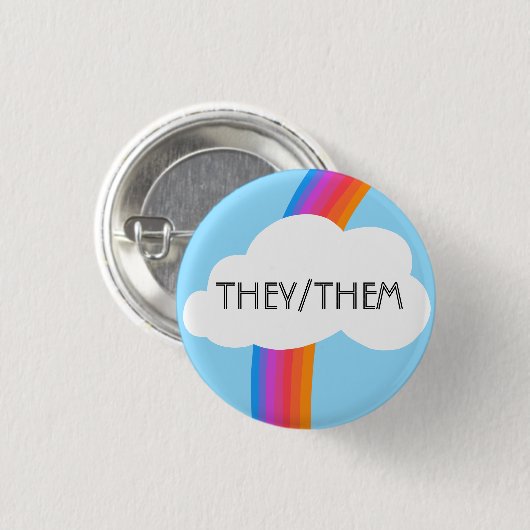 Sie/sie Pronouns farbenfrohe Regenbogenwolke Button (Vorne & Hinten)