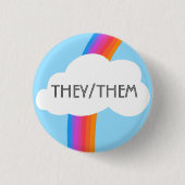 Sie/sie Pronouns farbenfrohe Regenbogenwolke Button (Vorderseite)