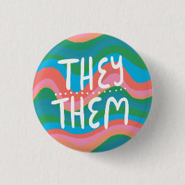 Sie/sie Pronouns farbenfroher Handbrief Grün rosa Button