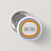SIE/SIE Pronouns farbenfroher Regenbogenkreis Button (Vorne & Hinten)