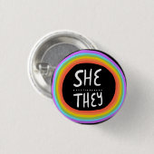 SIE/SIE Pronouns farbenfroher Wonky Rainbow Circle Button (Vorne & Hinten)