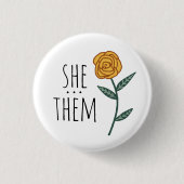 SIE/SIE Pronouns Gold Rose CUSTOM Button (Vorderseite)