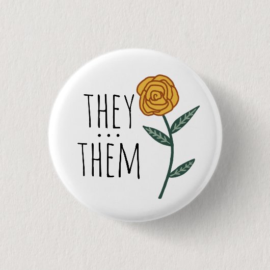 SIE/SIE Pronouns Gold Rose CUSTOM Button (Vorderseite)