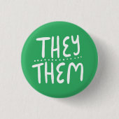 Sie/sie Pronouns Green Handlettering Minimal Button (Vorderseite)