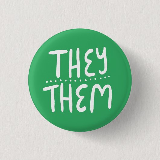 Sie/sie Pronouns Green Handlettering Minimal Button (Vorderseite)