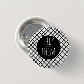 Sie/sie Pronouns Handmade Grid Schwarz-weiß Button (Vorne & Hinten)