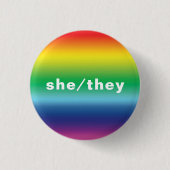 Sie, sie Pronouns Lgbtq Lgbt Pride Rainbow Colors Button (Vorderseite)