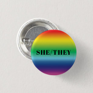 Sie, sie Pronouns Lgbtq Lgbt Pride Rainbow Colors Button