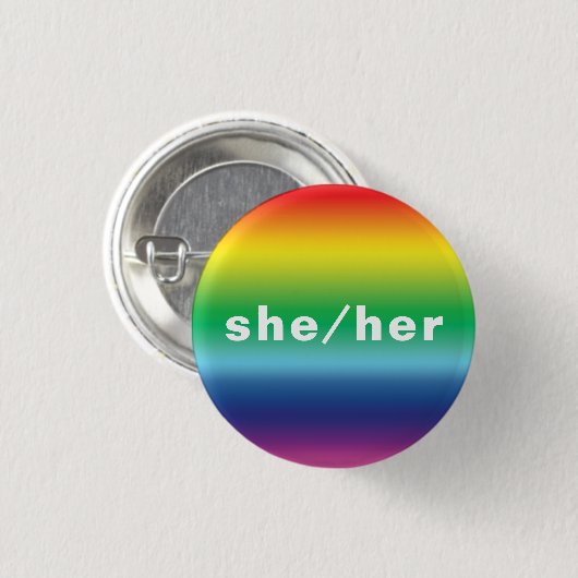 Sie, sie, Pronouns Lgbtq Lgbt Pride Rainbow Colors Button (Vorne & Hinten)