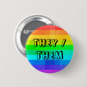 Sie sie Pronouns LGBTQ Rainbow Button (Vorne & Hinten)